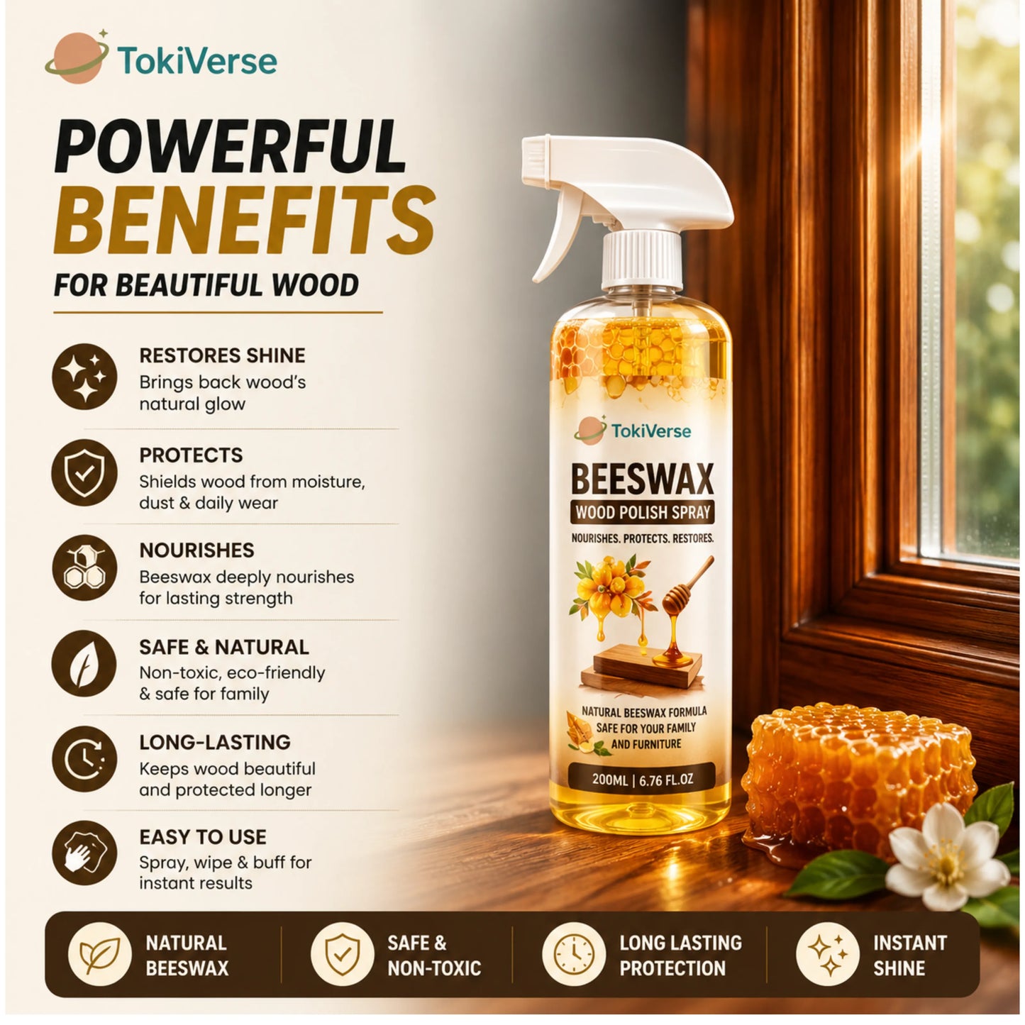 Beeswax Wood Polish Spray (Pack of 2)